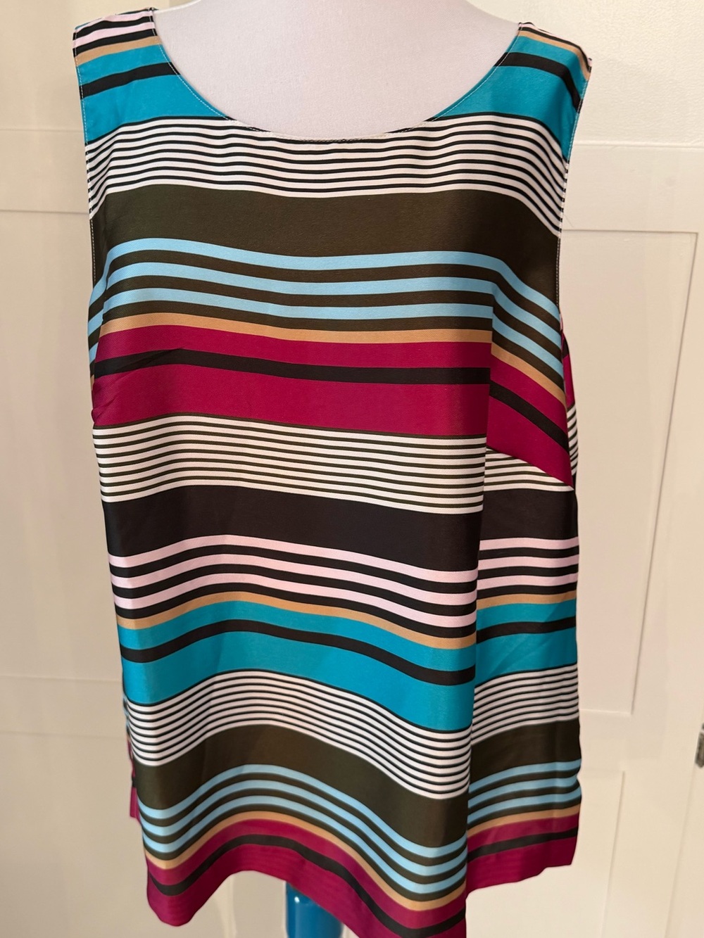 Talbots Striped Sleeveless Camisole / Shell in Teal, Magenta, and Black